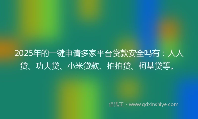 2025年的一键申请多家平台贷款安全吗有：人人贷、功夫贷、小米贷款、拍拍贷、柯基贷等。