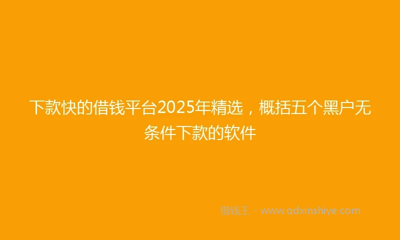 下款快的借钱平台2025年精选，概括五个黑户无条件下款的软件