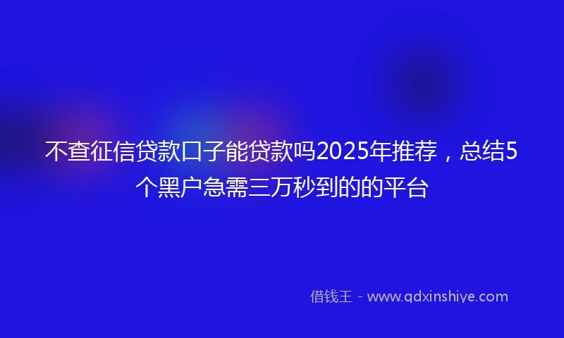 不查征信贷款口子能贷款吗2025年推荐，总结5个黑户急需三万秒到的的平台