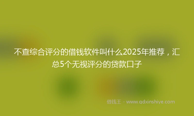 不查综合评分的借钱软件叫什么2025年推荐，汇总5个无视评分的贷款口子