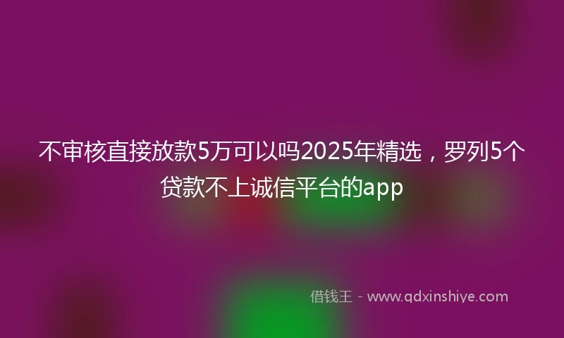 不审核直接放款5万可以吗2025年精选，罗列5个贷款不上诚信平台的app