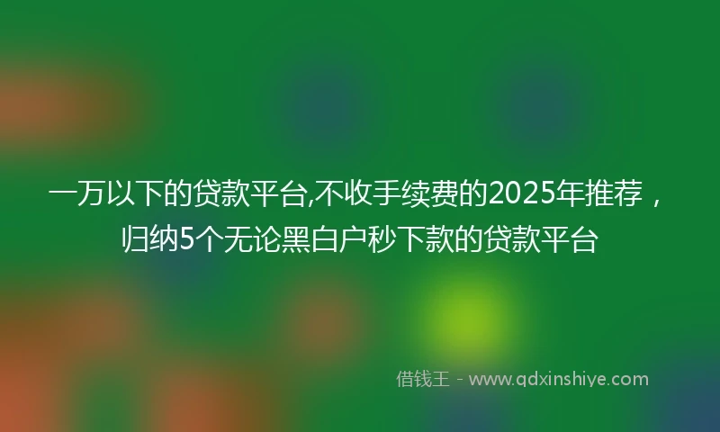一万以下的贷款平台,不收手续费的2025年推荐，归纳5个无论黑白户秒下款的贷款平台