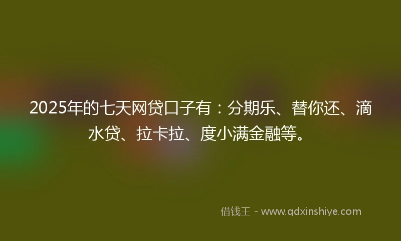 2025年的七天网贷口子有：分期乐、替你还、滴水贷、拉卡拉、度小满金融等。