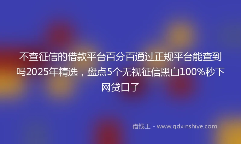 不查征信的借款平台百分百通过正规平台能查到吗2025年精选，盘点5个无视征信黑白100%秒下网贷口子