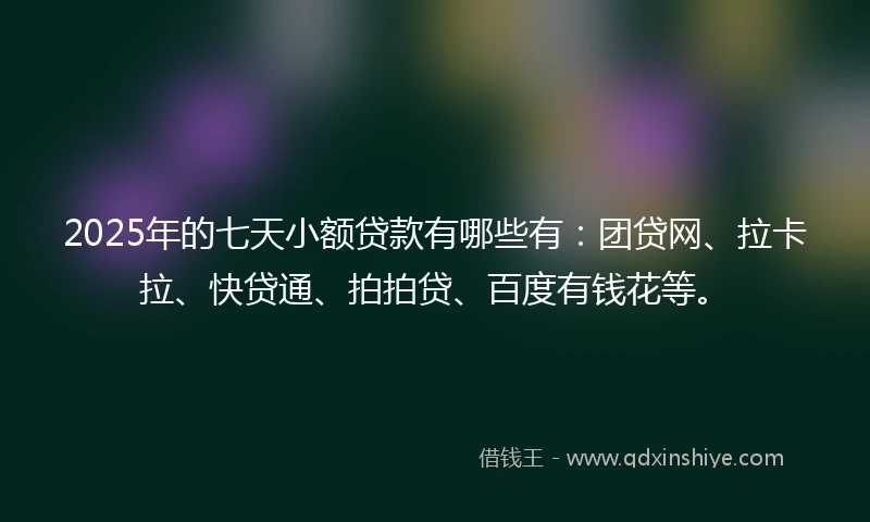 2025年的七天小额贷款有哪些有：团贷网、拉卡拉、快贷通、拍拍贷、百度有钱花等。