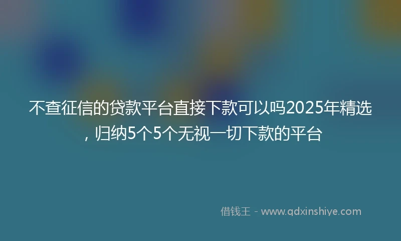不查征信的贷款平台直接下款可以吗2025年精选，归纳5个5个无视一切下款的平台