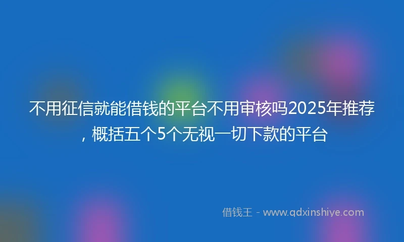 不用征信就能借钱的平台不用审核吗2025年推荐，概括五个5个无视一切下款的平台