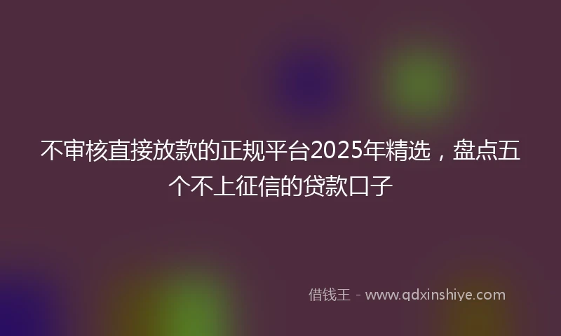 不审核直接放款的正规平台2025年精选，盘点五个不上征信的贷款口子