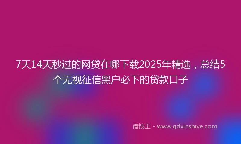 7天14天秒过的网贷在哪下载2025年精选，总结5个无视征信黑户必下的贷款口子