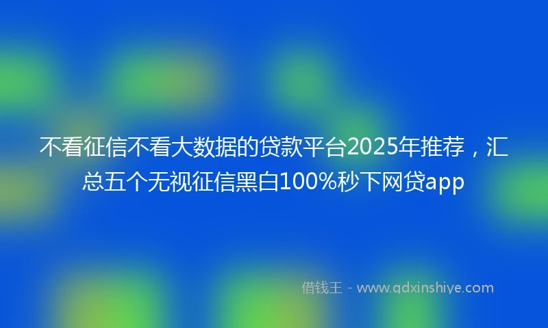 不看征信不看大数据的贷款平台2025年推荐，汇总五个无视征信黑白100%秒下网贷app