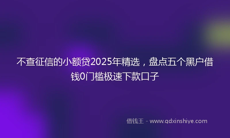 不查征信的小额贷2025年精选，盘点五个黑户借钱0门槛极速下款口子