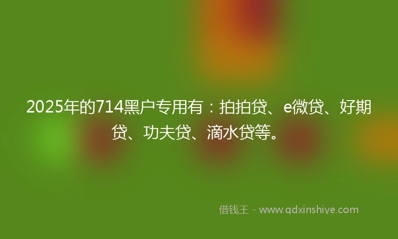 2025年的714黑户专用有：拍拍贷、e微贷、好期贷、功夫贷、滴水贷等。