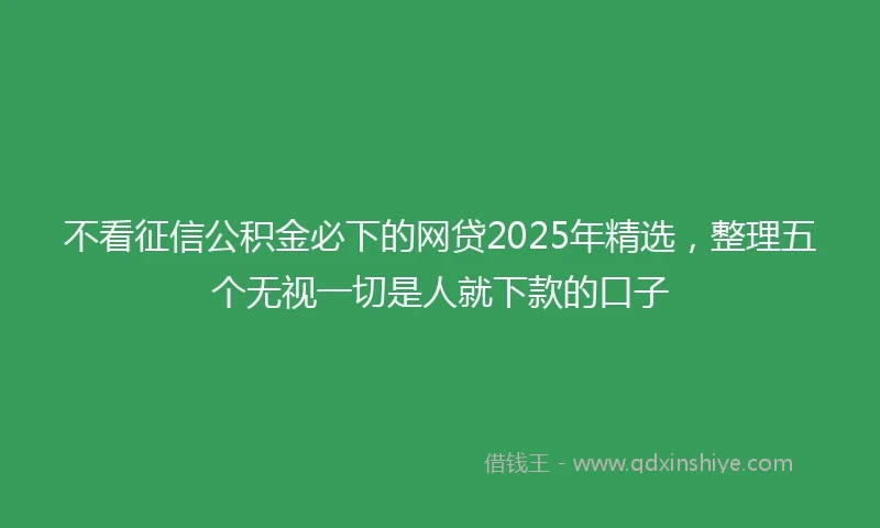 不看征信公积金必下的网贷2025年精选，整理五个无视一切是人就下款的口子