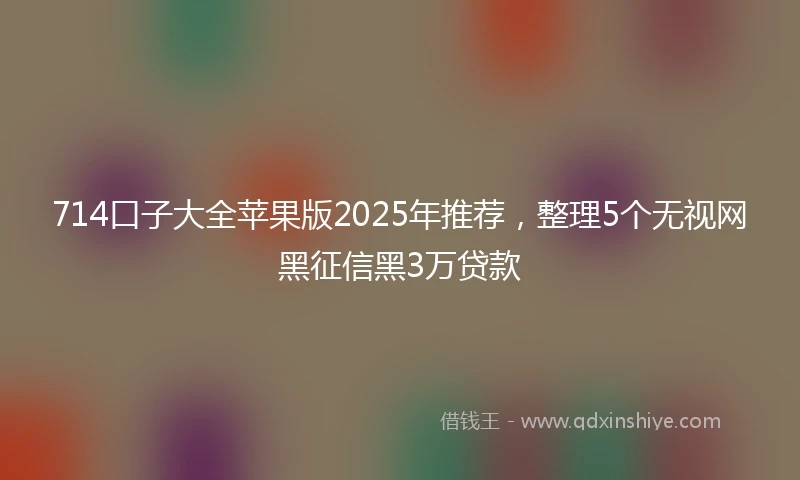 714口子大全苹果版2025年推荐，整理5个无视网黑征信黑3万贷款