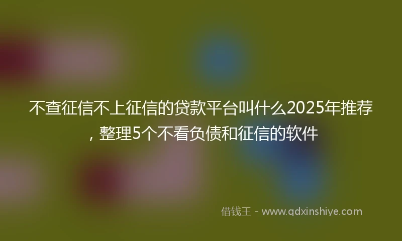 不查征信不上征信的贷款平台叫什么2025年推荐，整理5个不看负债和征信的软件