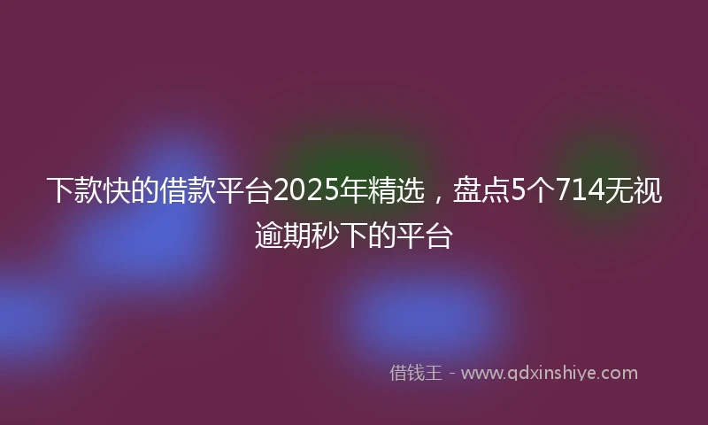下款快的借款平台2025年精选，盘点5个714无视逾期秒下的平台