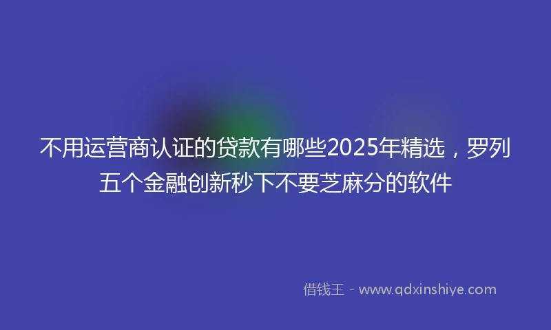 不用运营商认证的贷款有哪些2025年精选，罗列五个金融创新秒下不要芝麻分的软件