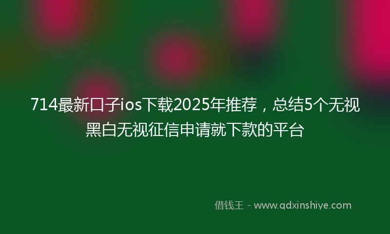 714最新口子ios下载2025年推荐，总结5个无视黑白无视征信申请就下款的平台