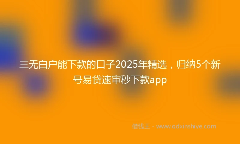 三无白户能下款的口子2025年精选，归纳5个新号易贷速审秒下款app