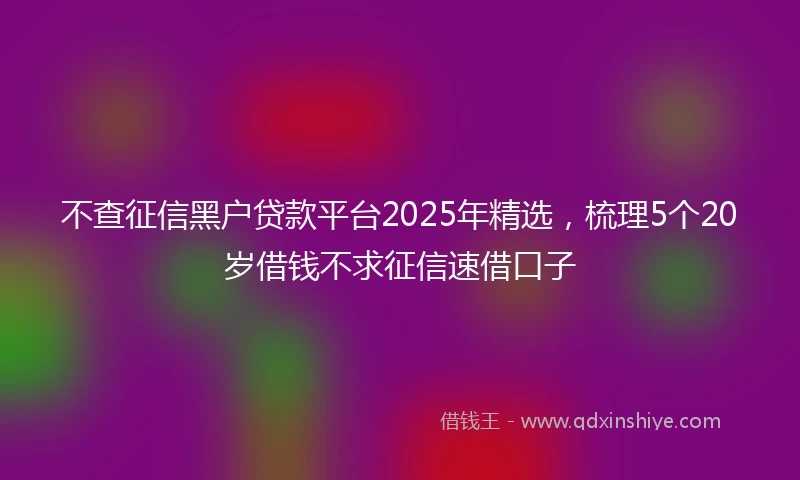 不查征信黑户贷款平台2025年精选，梳理5个20岁借钱不求征信速借口子