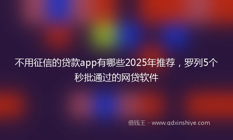 不用征信的贷款app有哪些2025年推荐，罗列5个秒批通过的网贷软件