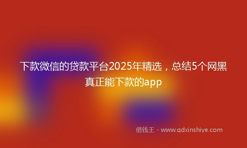 下款微信的贷款平台2025年精选，总结5个网黑真正能下款的app