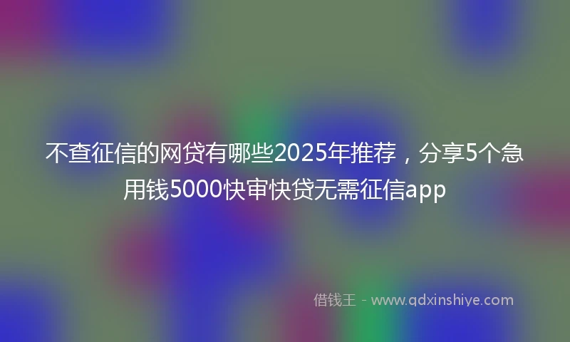 不查征信的网贷有哪些2025年推荐，分享5个急用钱5000快审快贷无需征信app