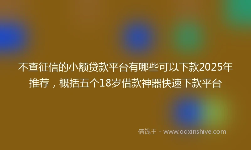 不查征信的小额贷款平台有哪些可以下款2025年推荐，概括五个18岁借款神器快速下款平台