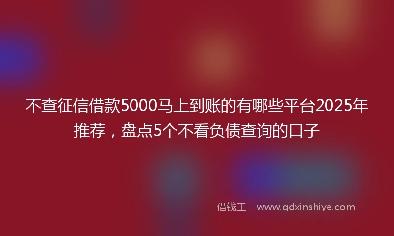 不查征信借款5000马上到账的有哪些平台2025年推荐，盘点5个不看负债查询的口子