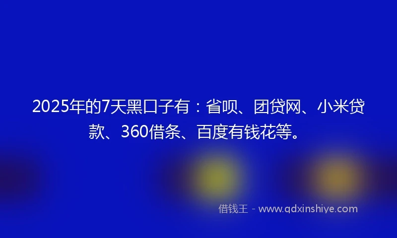 2025年的7天黑口子有：省呗、团贷网、小米贷款、360借条、百度有钱花等。