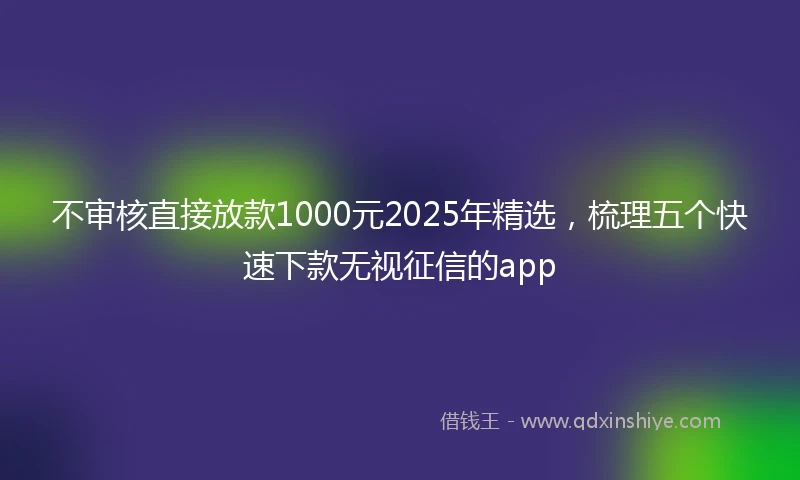 不审核直接放款1000元2025年精选，梳理五个快速下款无视征信的app
