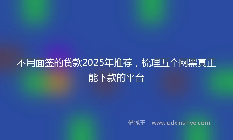 不用面签的贷款2025年推荐，梳理五个网黑真正能下款的平台