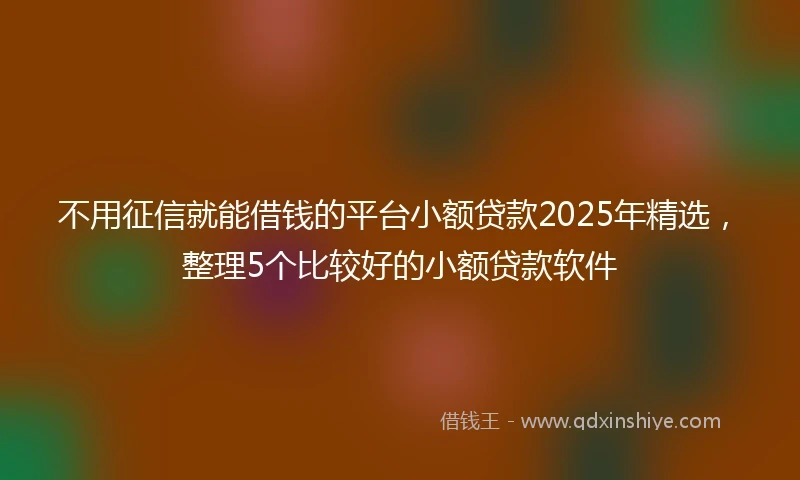 不用征信就能借钱的平台小额贷款2025年精选，整理5个比较好的小额贷款软件