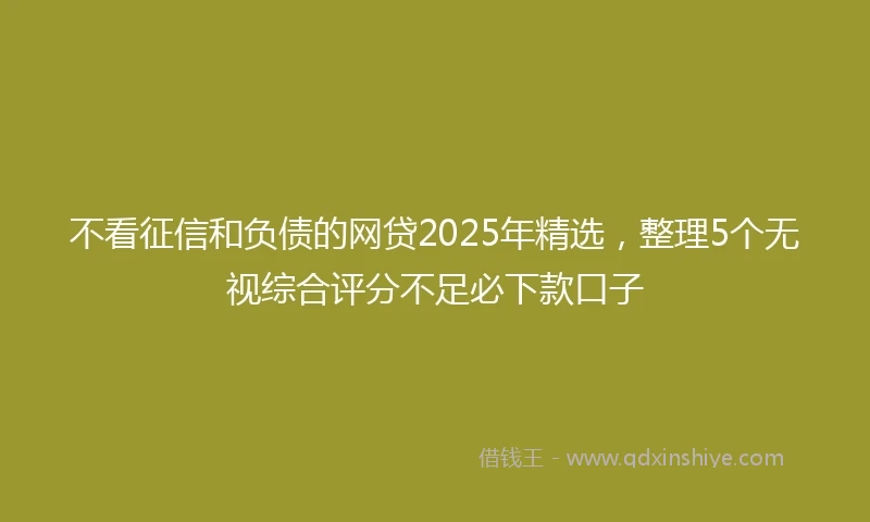 不看征信和负债的网贷2025年精选，整理5个无视综合评分不足必下款口子