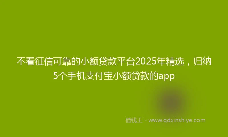 不看征信可靠的小额贷款平台2025年精选,归纳5个手机支付宝小额贷款的app
