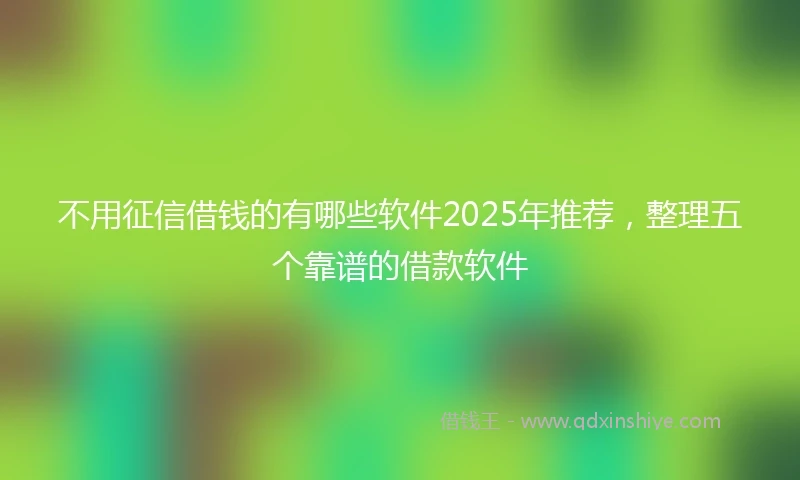 不用征信借钱的有哪些软件2025年推荐，整理五个靠谱的借款软件