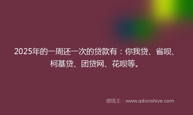 2025年的一周还一次的贷款有：你我贷、省呗、柯基贷、团贷网、花呗等。