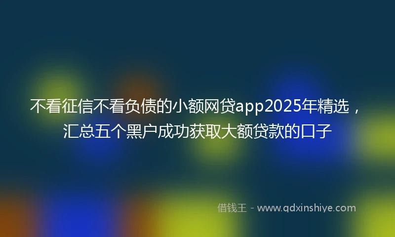 不看征信不看负债的小额网贷app2025年精选，汇总五个黑户成功获取大额贷款的口子