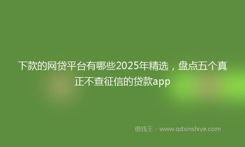 下款的网贷平台有哪些2025年精选，盘点五个真正不查征信的贷款app