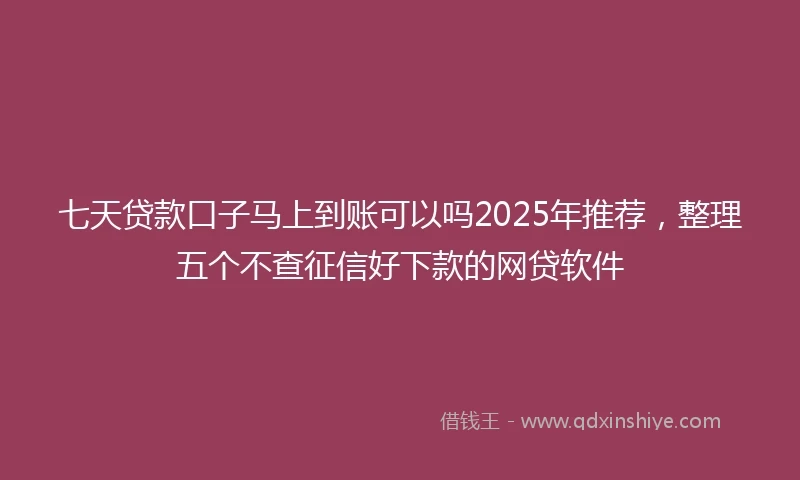 七天贷款口子马上到账可以吗2025年推荐，整理五个不查征信好下款的网贷软件