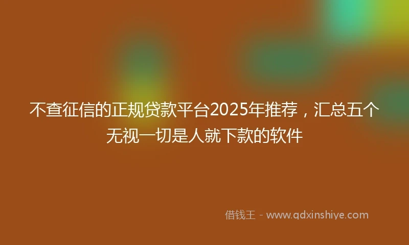 不查征信的正规贷款平台2025年推荐，汇总五个无视一切是人就下款的软件