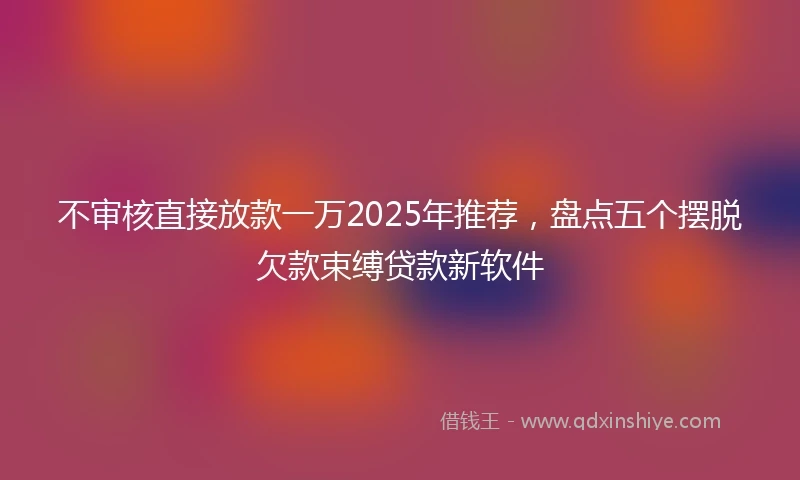 不审核直接放款一万2025年推荐，盘点五个摆脱欠款束缚贷款新软件