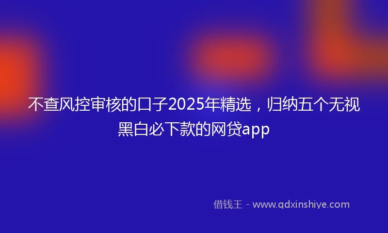 不查风控审核的口子2025年精选，归纳五个无视黑白必下款的网贷app