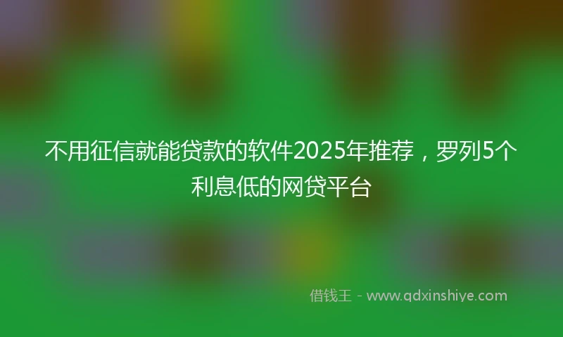 不用征信就能贷款的软件2025年推荐，罗列5个利息低的网贷平台