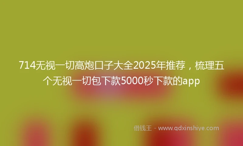 714无视一切高炮口子大全2025年推荐，梳理五个无视一切包下款5000秒下款的app