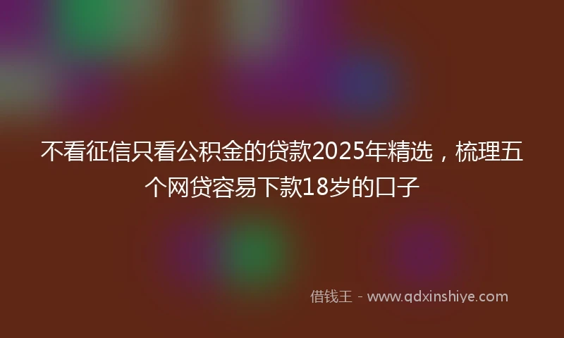 不看征信只看公积金的贷款2025年精选，梳理五个网贷容易下款18岁的口子