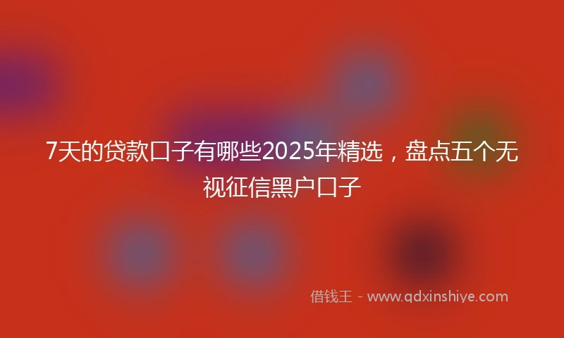 7天的贷款口子有哪些2025年精选,盘点五个无视征信黑户口子