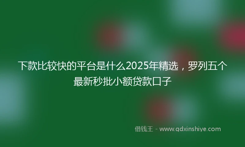 下款比较快的平台是什么2025年精选，罗列五个最新秒批小额贷款口子