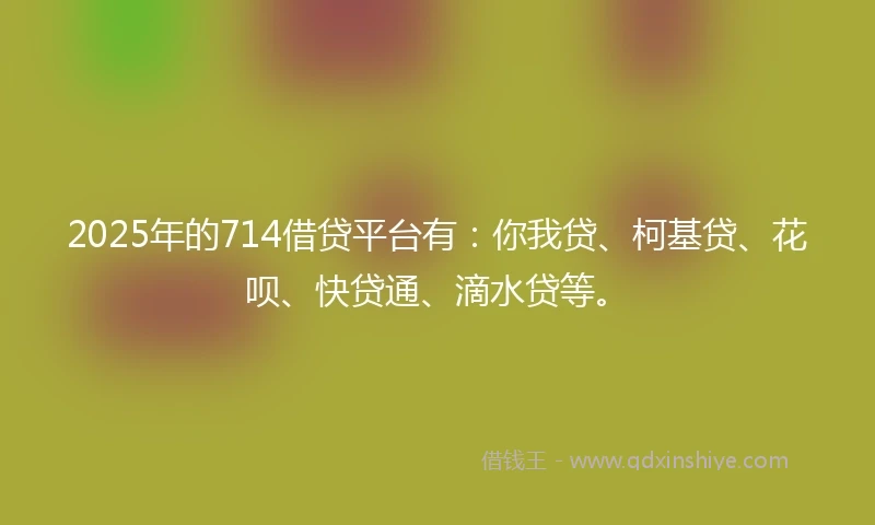 2025年的714借贷平台有：你我贷、柯基贷、花呗、快贷通、滴水贷等。