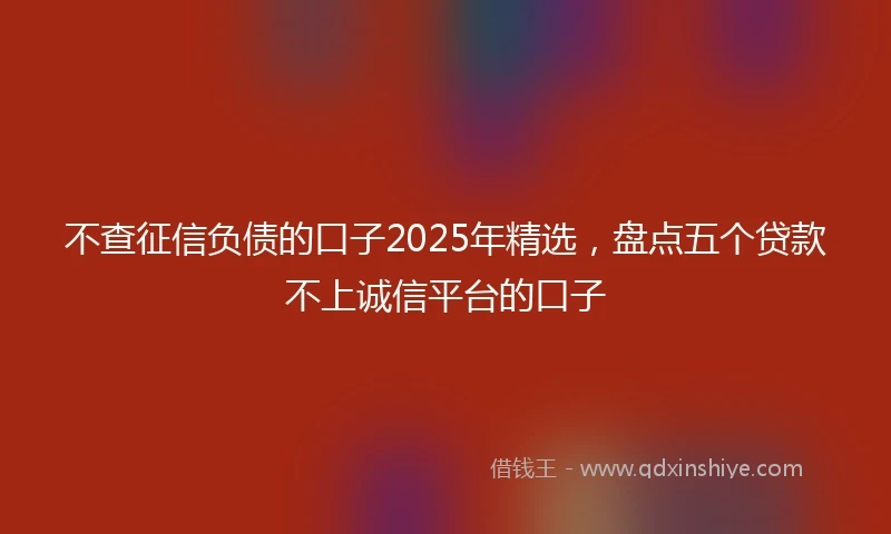 不查征信负债的口子2025年精选，盘点五个贷款不上诚信平台的口子